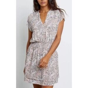 Rails Karla Smocked Mini Dress Watercolor Small Snake Print MSRP $188